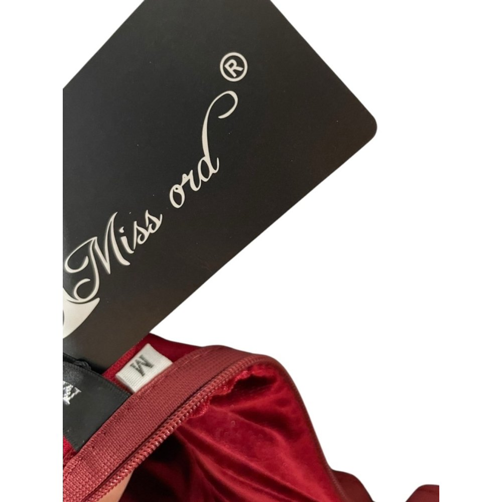 Size M long wrap style maxi Burgundy Velvet special occasion party holiday dress - Picture 9 of 9